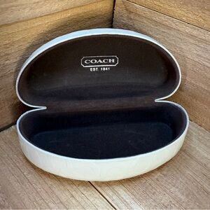 Coach Sunglasses Case White C Embossed Oval Box Brown Inside